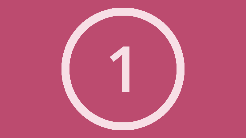 Illustration med vit siffra ”1” i en vit cirkel centrerad mot rosa bakgrund. Formen är enkel och grafisk, med tydlig kontrast mellan färgerna. Bilden har ett stilrent och informativt uttryck.