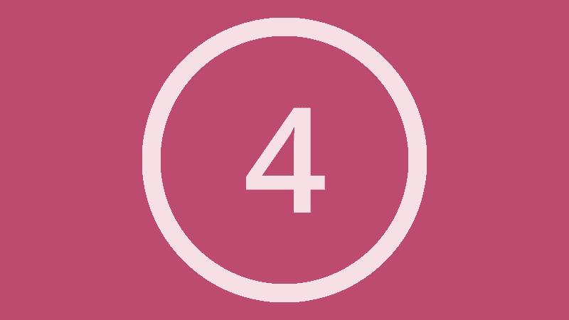 Illustration med vit siffra ”4” i en vit cirkel centrerad mot rosa bakgrund. Formen är enkel och grafisk, med tydlig kontrast mellan färgerna. Bilden har ett stilrent och informativt uttryck.
